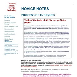 Novice Notes - Process of Indexing