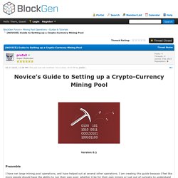 [NOVICE] Guide to Setting up a Crypto-Currency Mining Pool