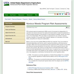 Noxious Weeds Program Risk Assessments