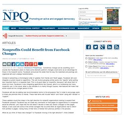 Nonprofits Could Benefit from Facebook Changes