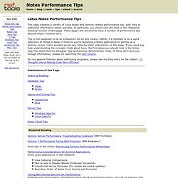 Lotus Notes Performance Tips