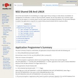 NSS Shared DB And LINUX