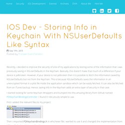 IOS Dev - Storing Info in Keychain with NSUserDefaults like syntax - Prateek Gianchandani