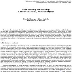 Jaime Nubiola: "The Continuity of Continuity: A Theme in Leibniz, Peirce and Quine"