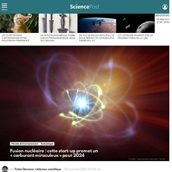 Fusion nucléaire : cette start-up promet un "carburant miraculeux" pour 2024