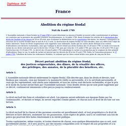 Nuit du 4 août 1789, abolition des droits féodaux, MJP