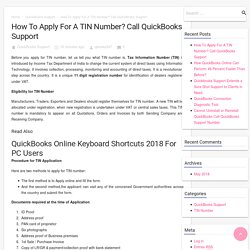 How To Apply For A TIN Number? Call QuickBooks Support
