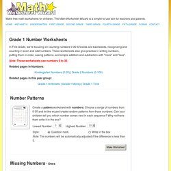 First Grade Number Worksheets << Math Worksheet Wizard