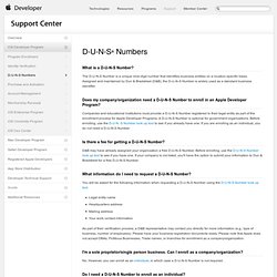 D-U-N-S ® Numbers - iOS Developer Program - Support