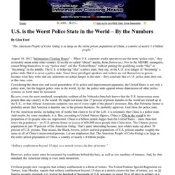 U.S. is the Worst Police State in the World – By the Numbers       :    Information Clearing House: ICH