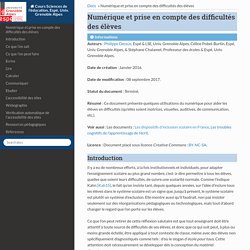 Numérique et prise en compte des difficultés des élèves