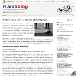 Numérique, droit d'auteur et pédagogie