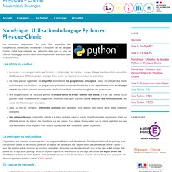 Numérique : Utilisation du langage Python en Physique-Chimie