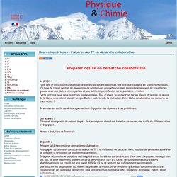 Physique Chimie Académie de Grenoble - Heures Numériques - Préparer des TP en démarche collaborative