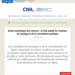 Droits numériques des mineurs : la CNIL publie les résultats du sondage et de la consultation publique