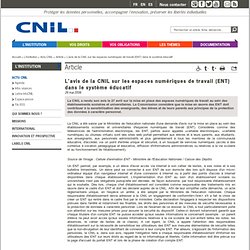 L'avis de la CNIL sur les espaces numériques de travail (ENT) dans le système éducatif