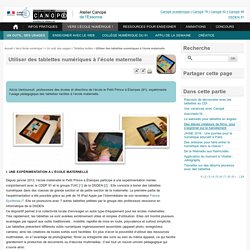 Utiliser des tablettes numériques à l’école maternelle