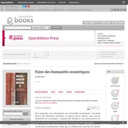 Read/Write Book 2 - Faire des humanités numériques - OpenEdition Press