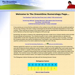 dreamtime Numerology readings:free numerology readings and compatability numerology matching:Numerology compatability matching:numerology reports:gifts:singles:singles matching