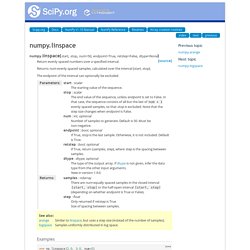 numpy.linspace — NumPy v1.10 Manual