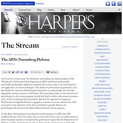 The APA’s Nuremberg Defense
