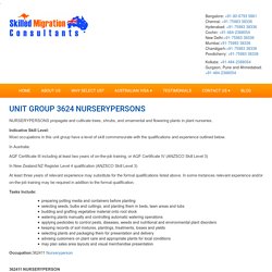 UNIT GROUP 3624 NURSERYPERSONS