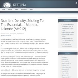 Nutrient Density: Sticking To The Essentials - Mathieu Lalonde (AHS12) - Ketopia