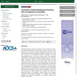 NUTRIENTS 12/07/19 Consumer Understanding and Culinary Use of Legumes in Australia