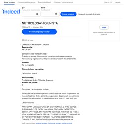 NUTRIÓLOGA/HIGIENISTA - Jiutepec, Mor. - Indeed.com.mx