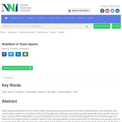 Nutrition in Team Sports
