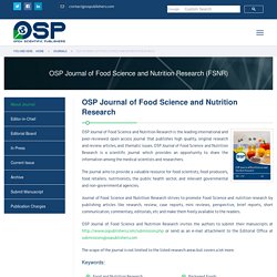 Journal of Food Science and Nutrition Research