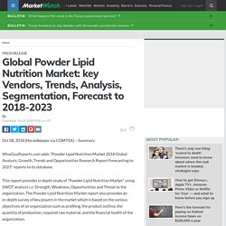Global Powder Lipid Nutrition Market: key Vendors, Trends, Analysis, Segmentation, Forecast to 2018-2023