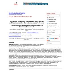 Revista de Salud Pública - Elderly mortality caused by nutritional deficiency in Colombia’s Departments