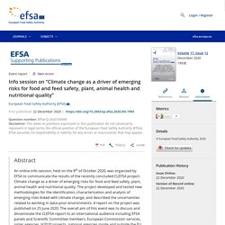 EFSA 22/12/20 Info session on “Climate change as a driver of emerging risks for food and feed safety, plant, animal health and nutritional quality”