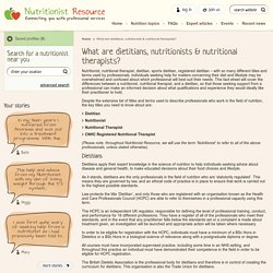 What are dietitians, nutritionists & nutritional therapists? - Nutritionist Resource