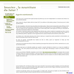 Apports nutritionnels - Insectes , la nourriture du futur ?