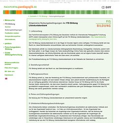 Fachportal Pädagogik - Zugang und Lizenzen für die Nutzung der FIS Bildung Literaturdatenbank