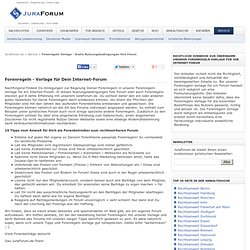 Forenregeln Vorlage - Gratis Nutzungsbedingungen fürs Forum - JuraForum