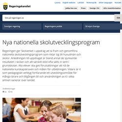 Nya nationella skolutvecklingsprogram - Regeringen.se