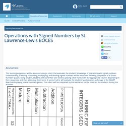 NYLearns.org - Operations with Signed Numbers by St. Lawrence-Lewis BOCES