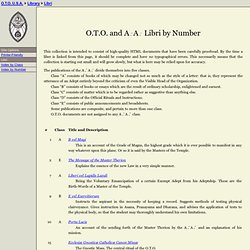 OTO & A∴A∴ Libri By Number