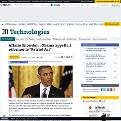 Obama appelle à réformer le "Patriot Act"