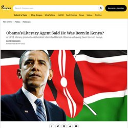 Obama's Literary Agent Said He Was Born in Kenya?