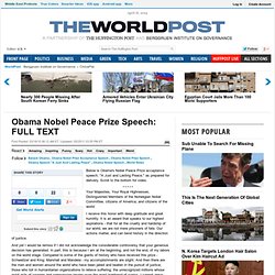Obama Nobel Peace Prize Speech: FULL TEXT