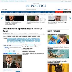 Obama Race Speech: Read The Full Text
