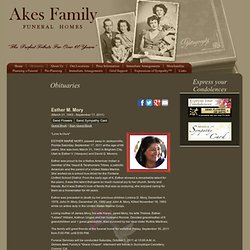Akes Family Funeral Homes: Obituaries