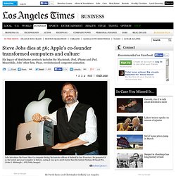 Steve Jobs dies; Apple's co-founder transformed computers and culture