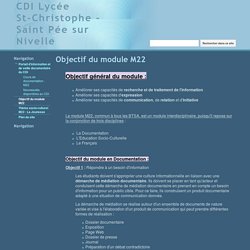 Objectif du module M22 - CDI Lycée St-Christophe - Saint Pée sur Nivelle
