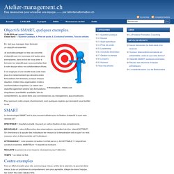 Objectifs SMART, quelques exemples. : Atelier-management.ch