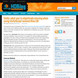 Unity: what you’re objectively missing when using UnityScript instead than C#